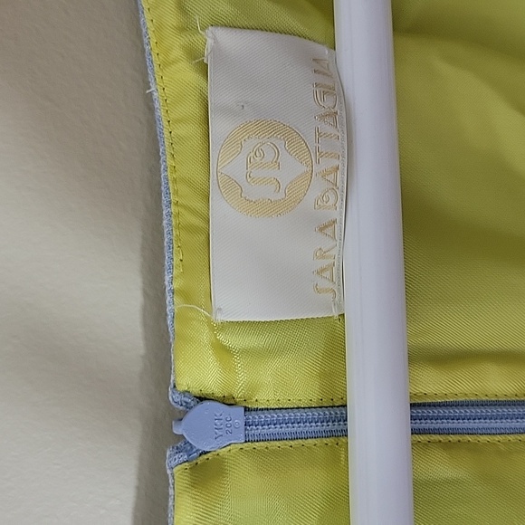 Sara Battaglia Checked Stretch Cotton Cloque A-Line Sleeveless Dress Blue sz 46 - Picture 5 of 7